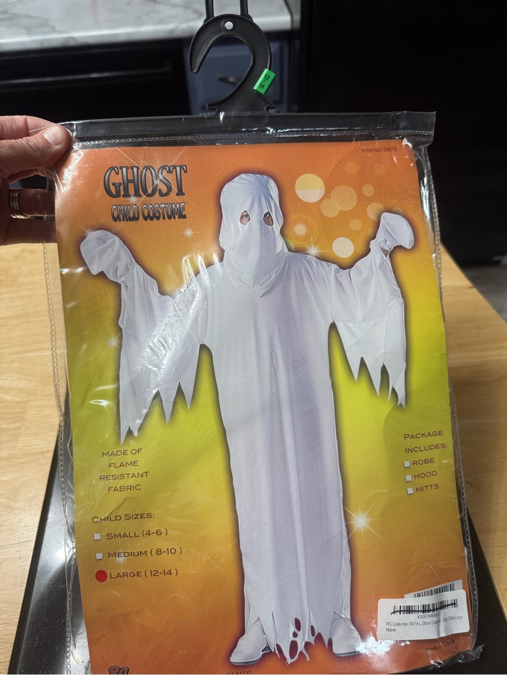 Ghost Child Costume - White Robe with face and hand coverings sz Large (12/14)